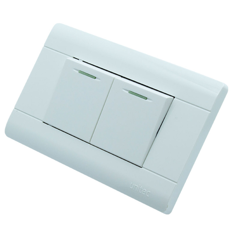 INTERRUPTOR DOBLE POLICARBONATO BLANCO UNITEC