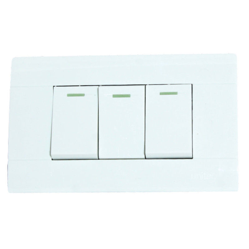 INTERRUPTOR TRIPLE POLICARBONATO BLANCO UNITEC