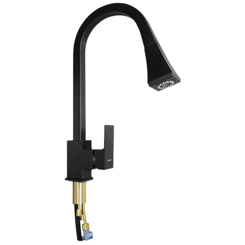 LLAVE LAVAPLATOS MONOMANDO ELEGANTE NEGRA CUELLO EXTRAIBLE UNITEC