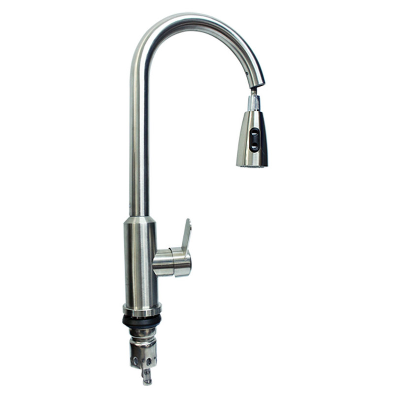 LLAVE LAVAPLATOS MONOMANDO METALICA PLATEADA CUELLO EXTRAIBLE UNITEC
