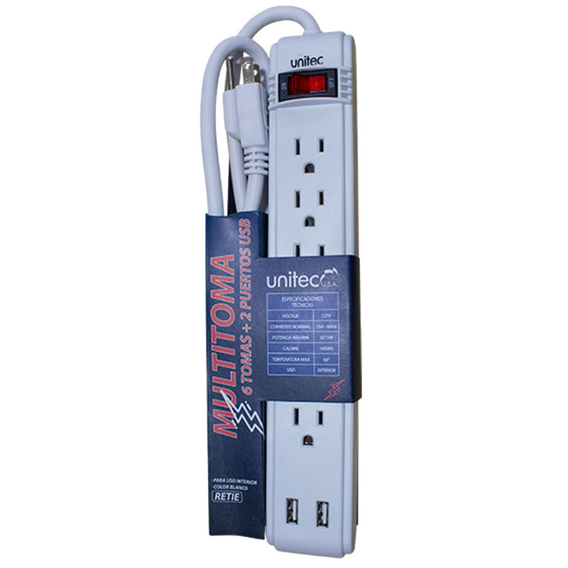 MULTITOMA 6 TOMAS Y 2 PT USB GENERICA