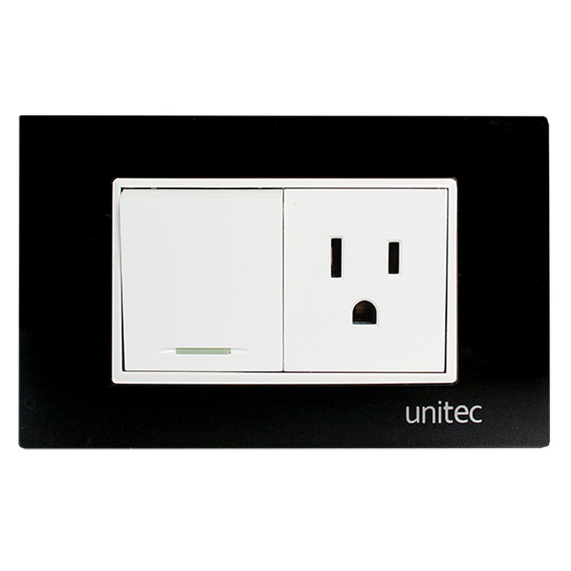 TOMA + INTERRUPTOR UNITEC + TAPA NEGRO