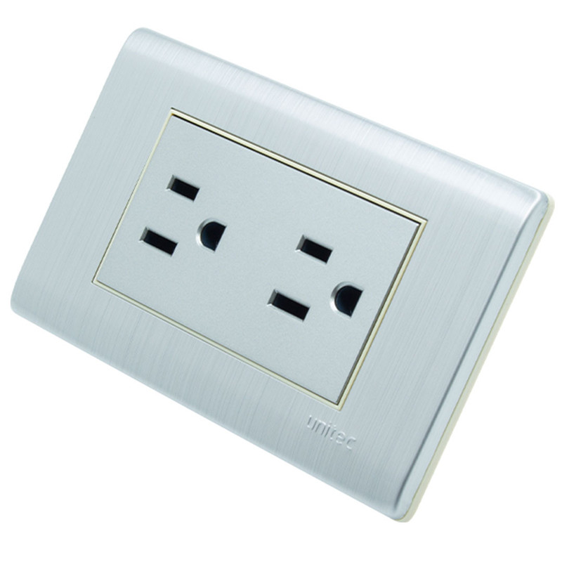 TOMA DOBLE ACERO INOXIDABLE UNITEC