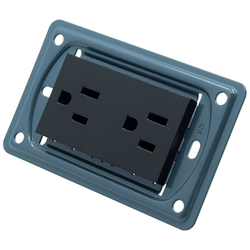 TOMA DOBLE NEGRO SIN TAPA UNITEC