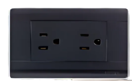 TOMA DOBLE POLICARBONATO NEGRO UNITEC