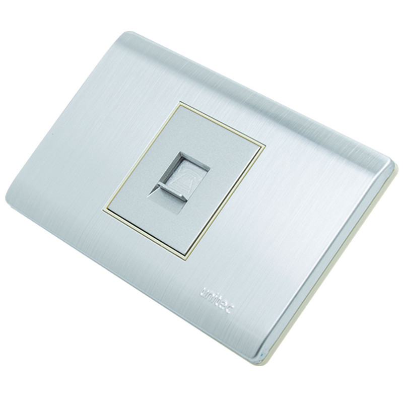 TOMA TELEFONO ACERO INOXIDABLE UNITEC