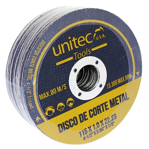 [16162050] DISCO DE CORTE 4 1/2"  METALICO UNITEC PQTX25