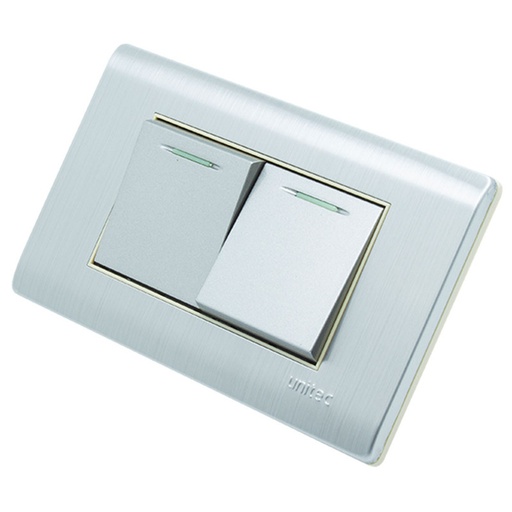 [16160783] INTERRUPTOR DOBLE ACERO INOXIDABLE UNITEC