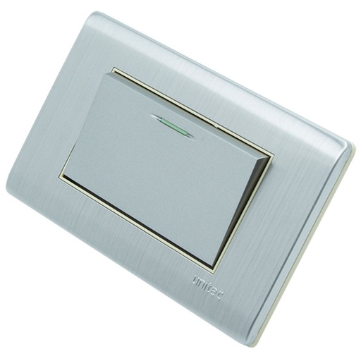 [16160782] INTERRUPTOR SENCILLO ACERO INOXIDABLE UNITEC