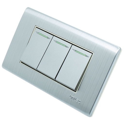 [16160784] INTERRUPTOR TRIPLE ACERO INOXIDABLE UNITEC