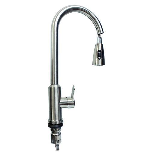 [16163579] LLAVE LAVAPLATOS MONOMANDO METALICA PLATEADA CUELLO EXTRAIBLE UNITEC
