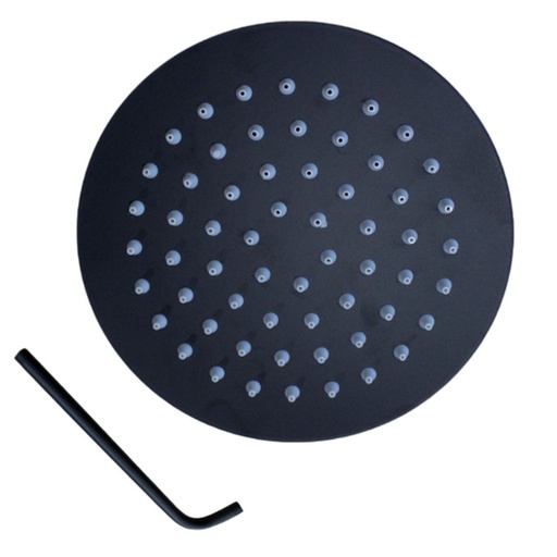 [16165169] REGADERA P/ DUCHA NEGRA REDONDA 8" C/TUBO UNITEC