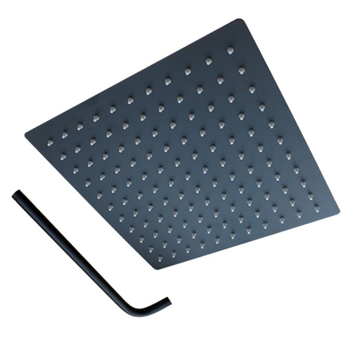 [16165083] REGADERA PARA DUCHA CUADRADA NEGRA  6" C/ TUBO UNITEC