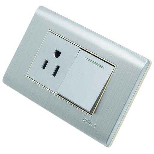 [16160786] TOMA + INTERRUPTOR  ACERO INOXIDA UNITEC