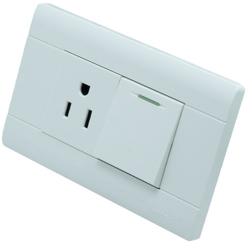 [16160778] TOMA + INTERRUPTOR POLICARBONATO BLANCO UNITEC