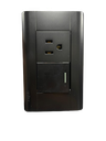[16164597] TOMA + INTERRUPTOR POLICARBONATO NEGRO UNITEC