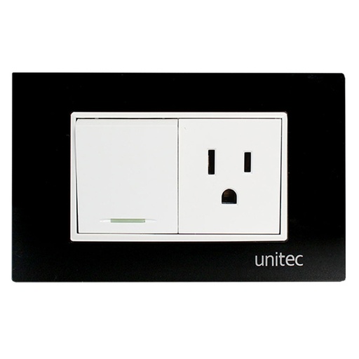 [16541] TOMA + INTERRUPTOR UNITEC + TAPA NEGRO