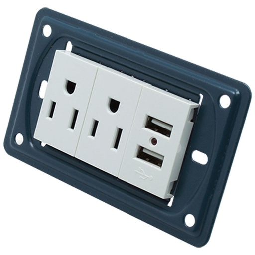 [16162186] TOMA DOBLE + 2 USB SIN TAPA UNITEC