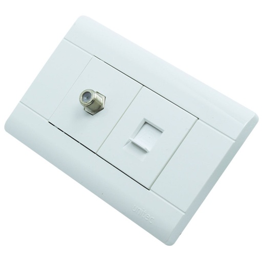 [16160779] TOMA TELEFONO + TV POLICARBONATO BLANCO UNITEC