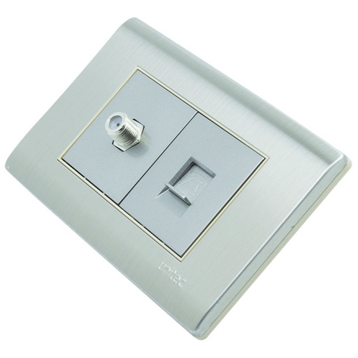 [16161079] TOMA TV+TELEFONO ACERO INOXIDABLE UNITEC